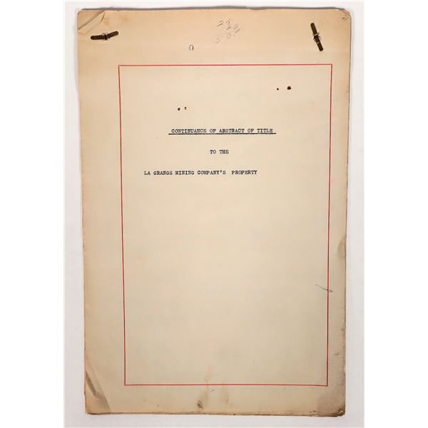 La Grange Mining Report, 1891 [193230]