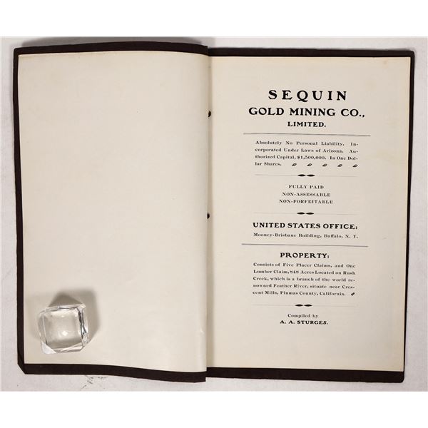 Sequin Gold Mining Plumas Co. Calif. Book, c1903 [191803]