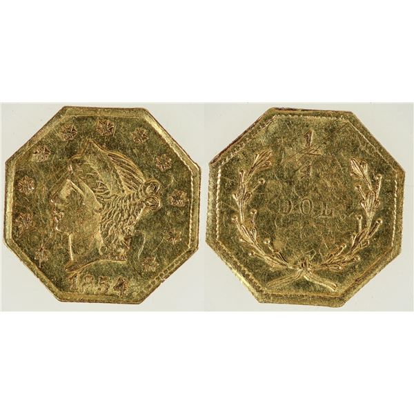 1854 California Fractional Gold 25c BG-108 [192677]