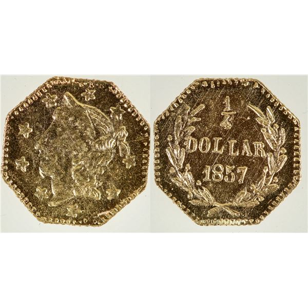 1857 California Fractional Gold 25c BG-1301A: Kroll Hoard [193044]