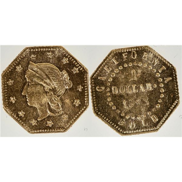 1863 California Fractional Gold $1 BG-1307: Kroll Hoard [193047]