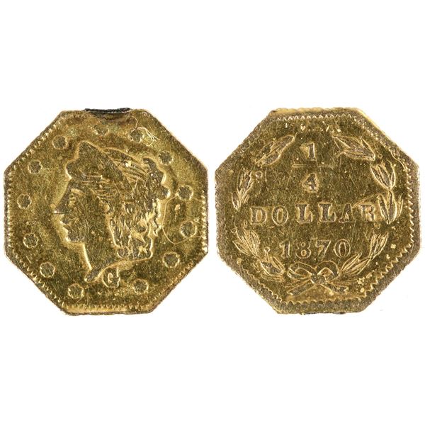 1870 California Fractional Gold 25c BG-755 [192685]
