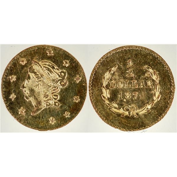 1871 California Fractional Gold 50c BG-1011 [193040]