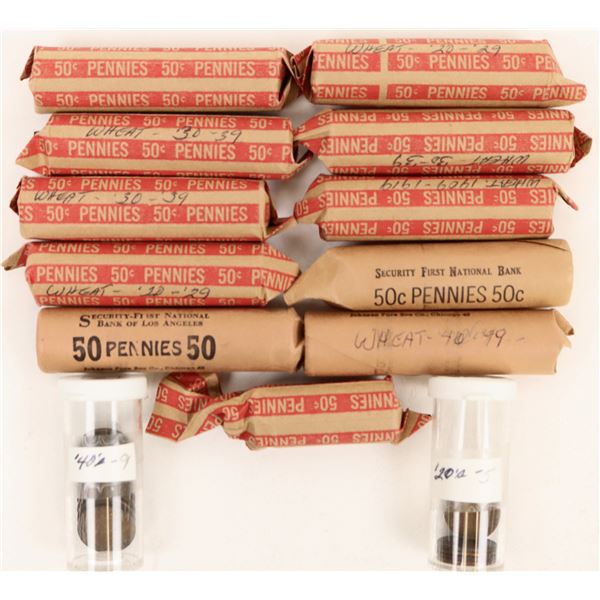 Wheatback Cent Hoard (9 rolls) [190887]