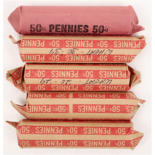 Wheatback Cents: A Roll for each Decade (5 rolls) [190886]