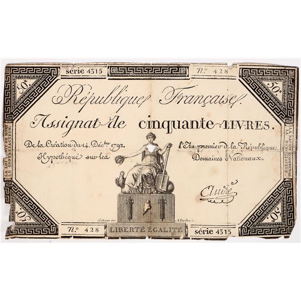 Republique Francaise Assignat 1792 [192539]