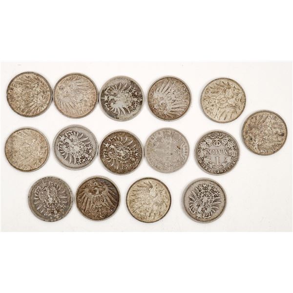 German One Mark Silver Coins (15) [191115]