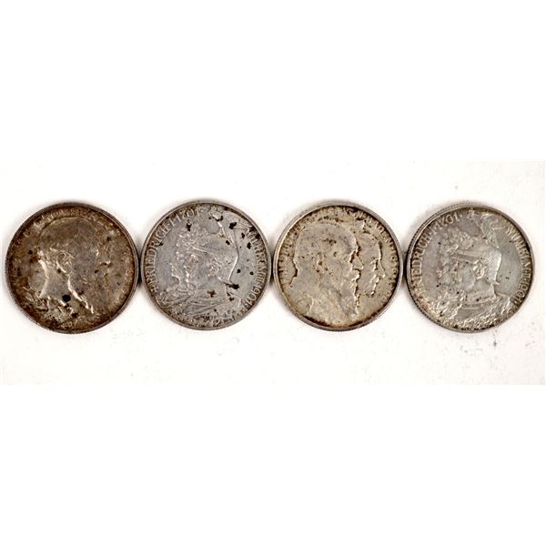 German Silver Five Mark Coins  1901-06 (4) [191000]