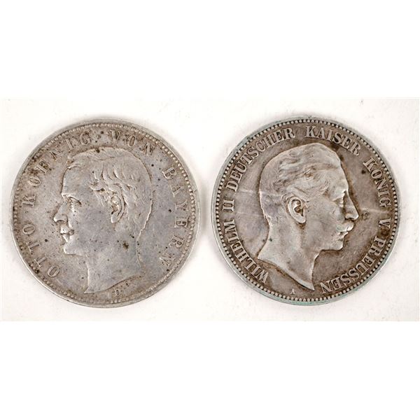 German Five Mark Silver Coins 1904 & 1907 (2) [191009]