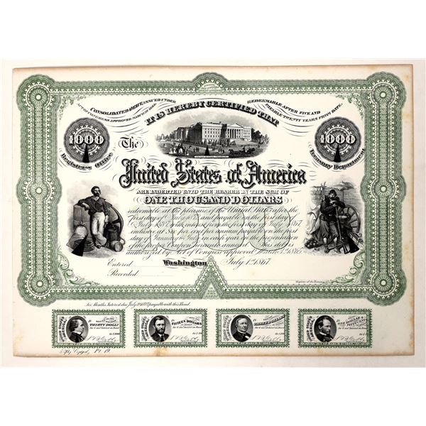 $1000 US Bond, 1867, from counterfeit detector book [190556]