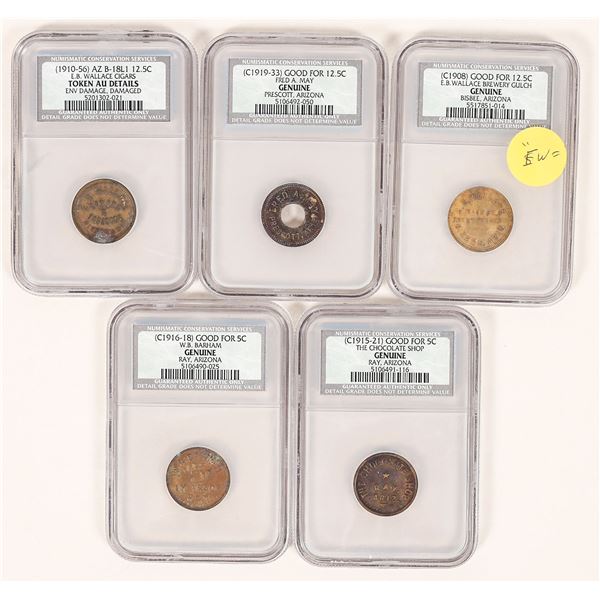 Five Different Arizona Tokens in Genuine Holders [192392]