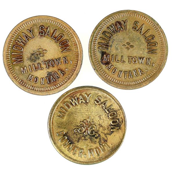 Midway Saloon Tokens: Bonner & Milltown (3) [192415]