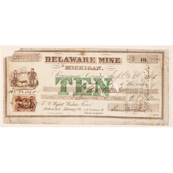 Delaware Mine $10 Scrip Note 1865 [192533]