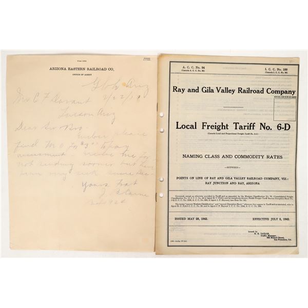 Arizona Railroad Ephemera, Rare [193013]