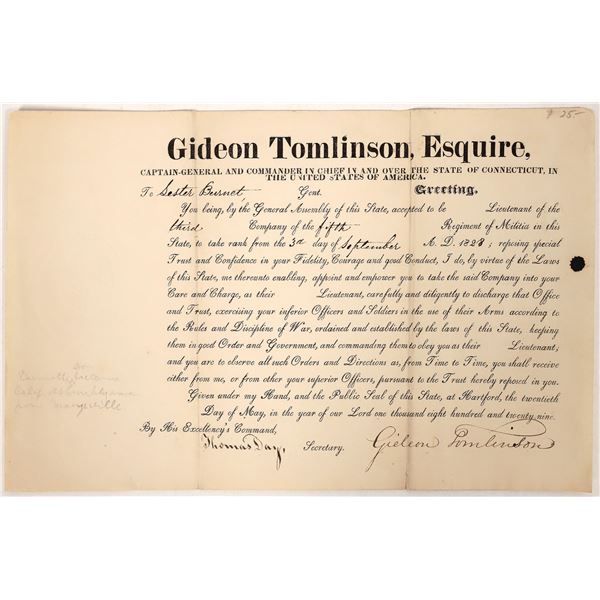 Connecticut Militia Lieutenant Appointment Certificate [192061]
