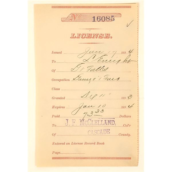 Faro Table Gambling License, 1893 [190925]