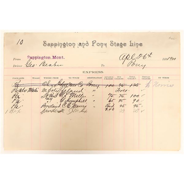 Montana Stage Line Ledger [191386]