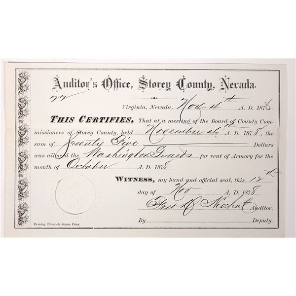 Washington Guard, Virginia City, Nevada Document for Rent of Armory [192819]