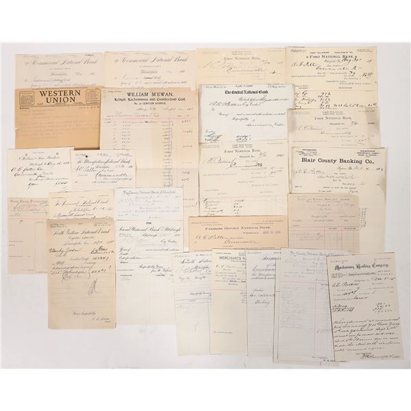 Bank Receipts from Pennsylvania Banks 1880's -1890 (15+) [191738]