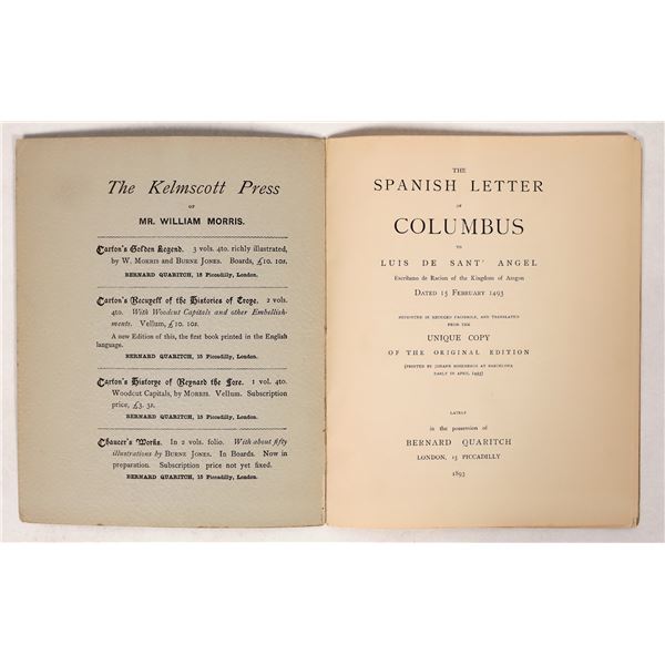 Spanish Letter of Columbus to Announce the Discovery of America Facsimile c.1893  [191753]