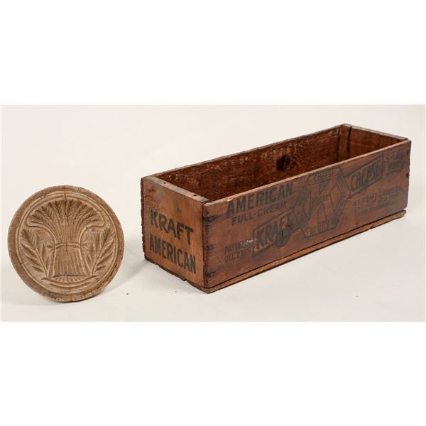 Wood Kraft Cheese Box and Butter Mold [192060]