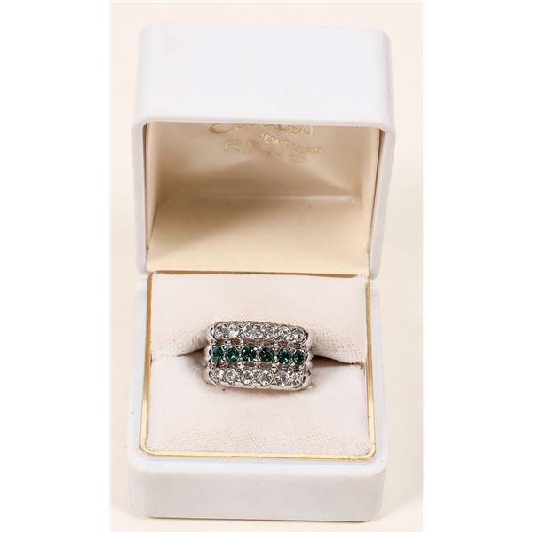 Costume Jewelry Green & White Stone Ring [192371]