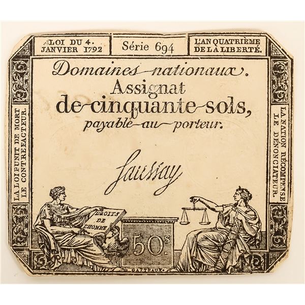 French Assignat Cinquante Sols, 1793 [190933]