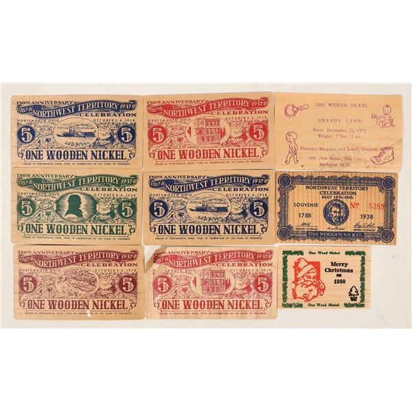 Wooden Nickels, Currency, c1938-80 (9) [191318]