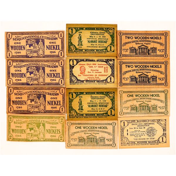 Wooden Nickels, Eastern States, c1936-54 (12) [191319]