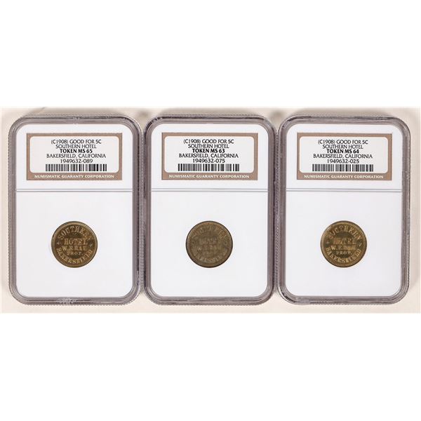 Southern Hotel Tokens: MS 63, 64, 65 (3) [192239]