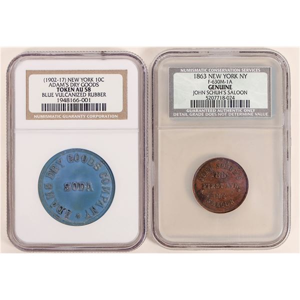 Adams Dry Goods/ John Schuh's Saloon Tokens (2) [192523]