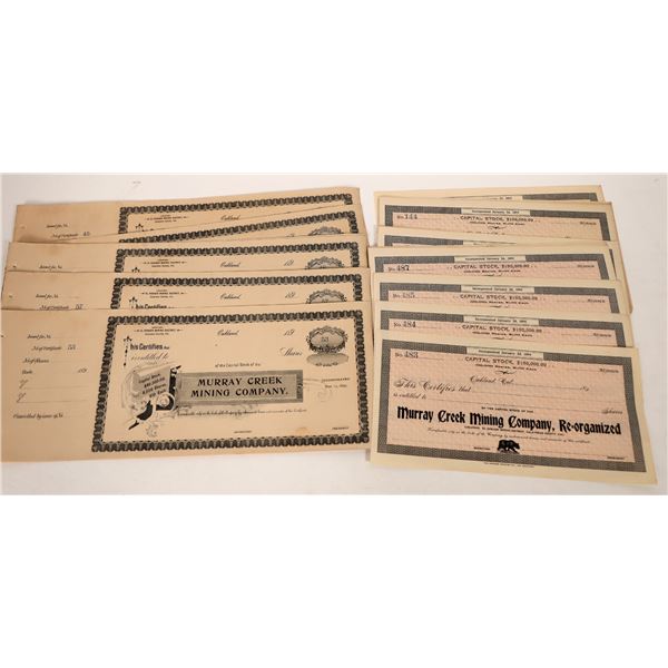 Unissued Murray Creek Mining Stock Certificates  (A Lot) [192986]