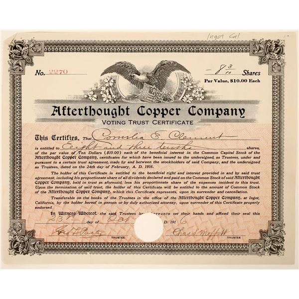 Afterthought Copper Co. Stock Certificate [190911]