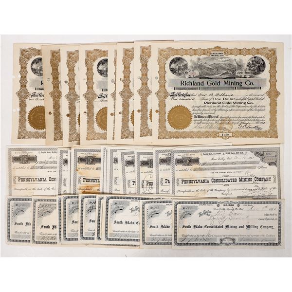 Nevada County Mining Stocks, 3 Different in Quantity [192197]