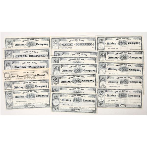 Plumas & Sierra County Mining Stocks, 19 Unissued [191251]