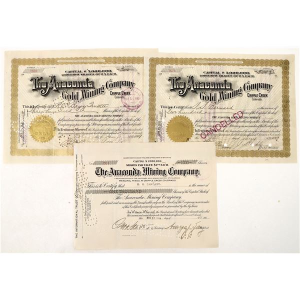 Anaconda Gold Mining Co. Stocks (3) [191353]