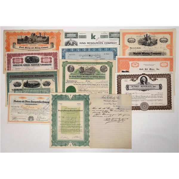 Misc. Grab Bag, Mining Stocks, c1884-1976 (12) [191809]