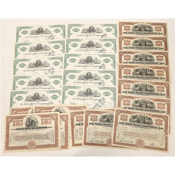 Ford, Peerless Motors & Durant Motors Stocks, 21 Total [190951]