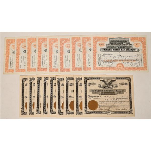Hudson and Hasbrouck Motor Stocks, 10 Each [190967]
