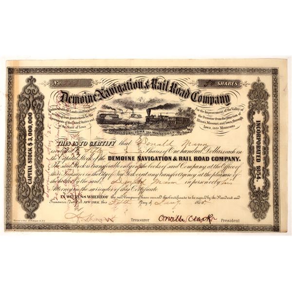 Demoine Navigation & RR Stock, 1855 [192627]