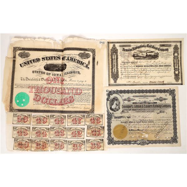 Iowa RR Stock  and a Bond, 3, 1855-89 [192616]