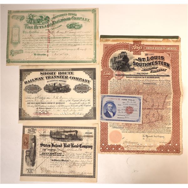 Railroad Stock Certificates incl. Vanderbilt Signature (4) [192500]