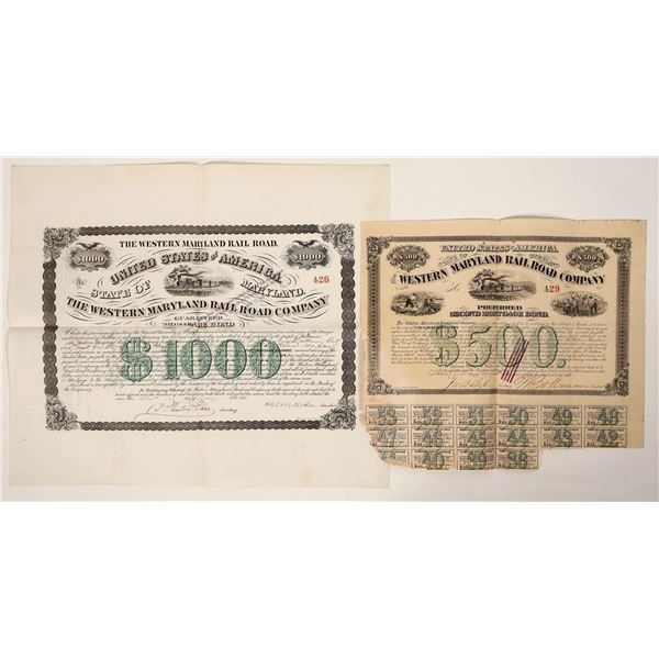 Western Maryland Rail Roads Bond Pair, 1868-70 [191836]