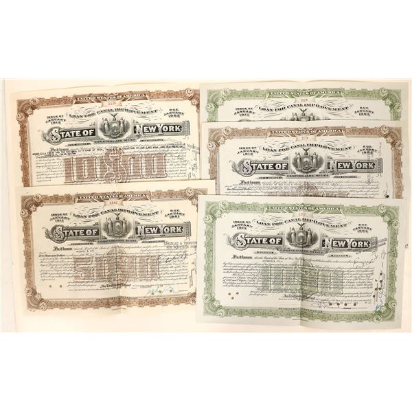 New York Canal Improvement Bonds, 4 Different, 5 Total [189811]
