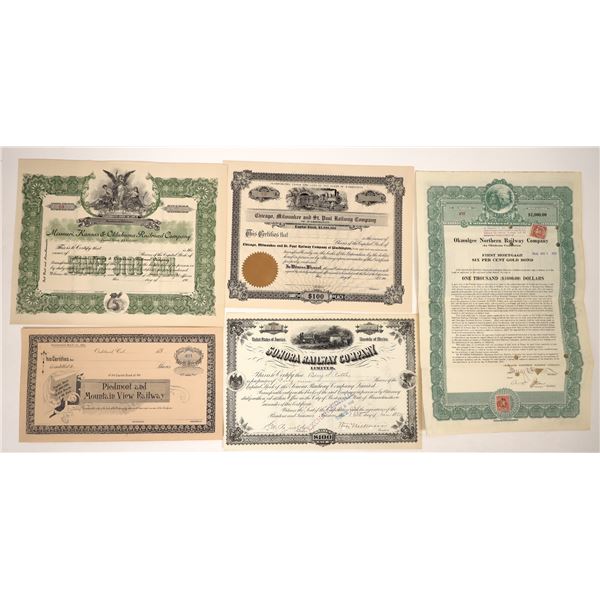 Misc. Railway Stocks/Bonds, 1882-1917 [192956]