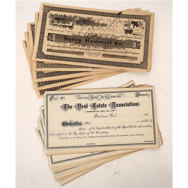 Petaluma California Stock Certs (Lots) [192694]