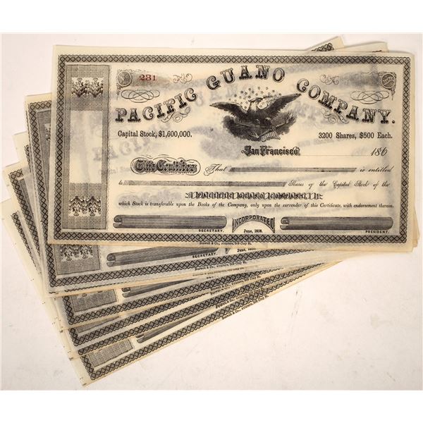 Pacific Guano Company Blank Stock Certs (9) [192700]