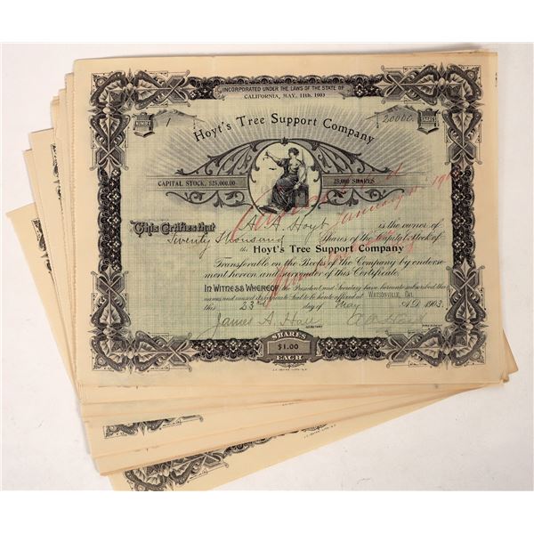 Watsonville Tree Service Stock Certificates (25) [192965]