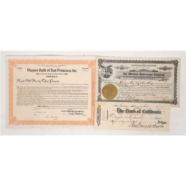 California Stocks and Bank Note (3) [191723]