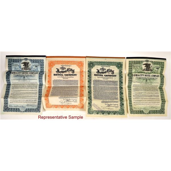 Iowa City Hotel Bonds, 4 Different with Dupes [191086]